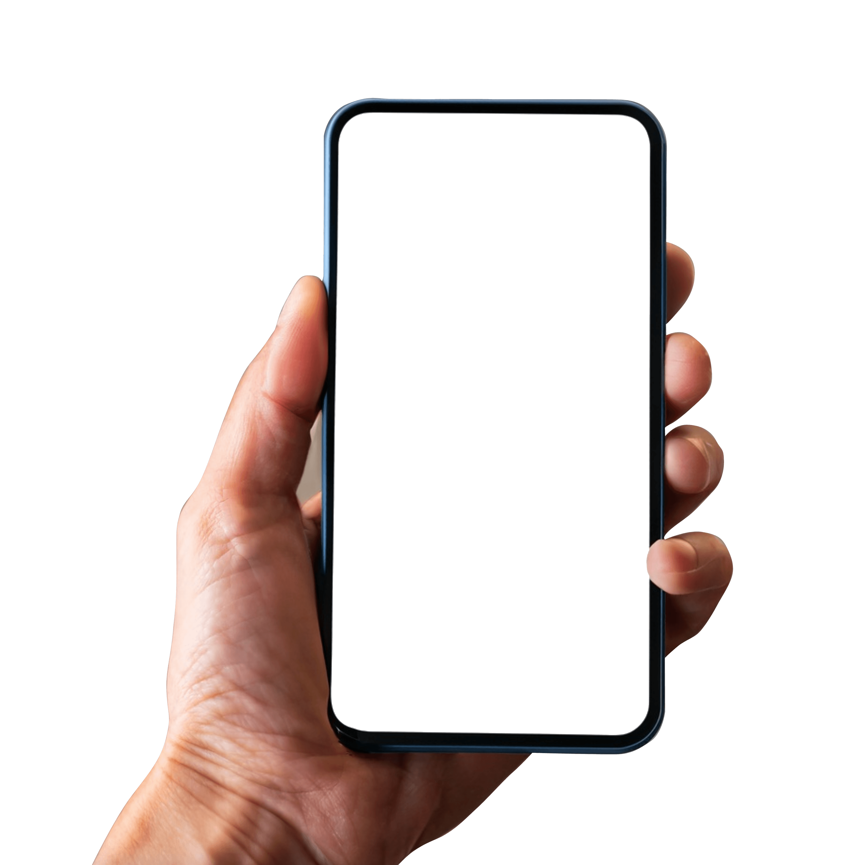 A hand holding a phone showing the Pushpa app